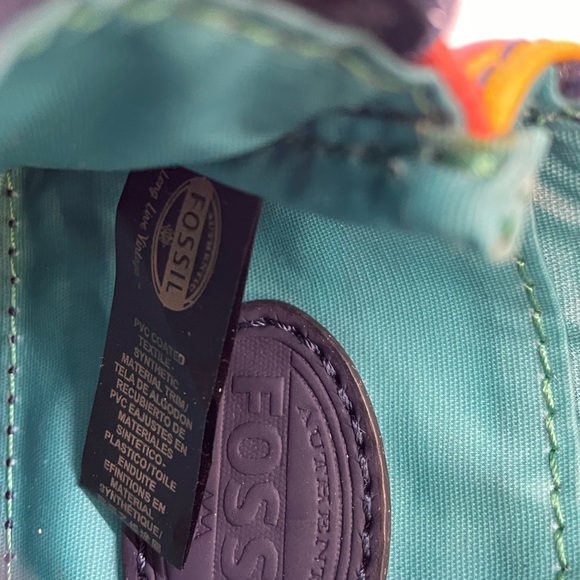 Fossil Key-Per multi colored dots ID card / coin zip top wallet key ring SL4178 - Picture 7 of 8